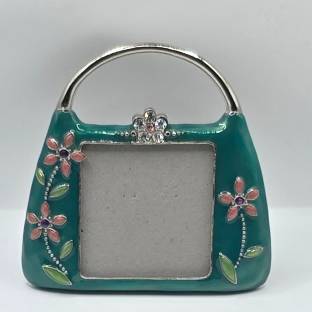 Handbag Purse Shaped Metal Floral Picture Frame - Picture 4 of 4